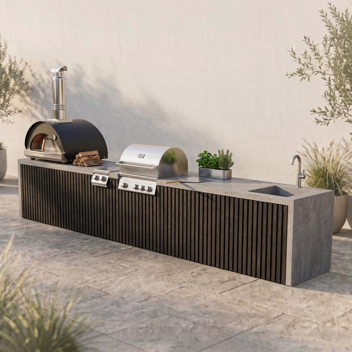 BBQ Island – Black Slatted 480